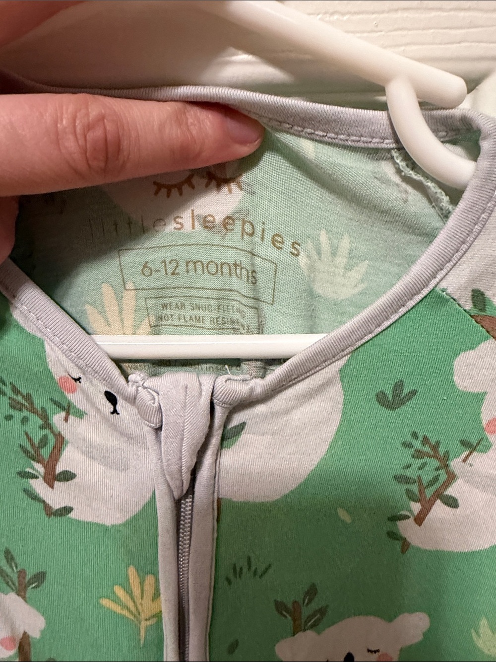 Little Sleepies Mint Green Koala Zip Footed Pajama - Picture 2 of 3